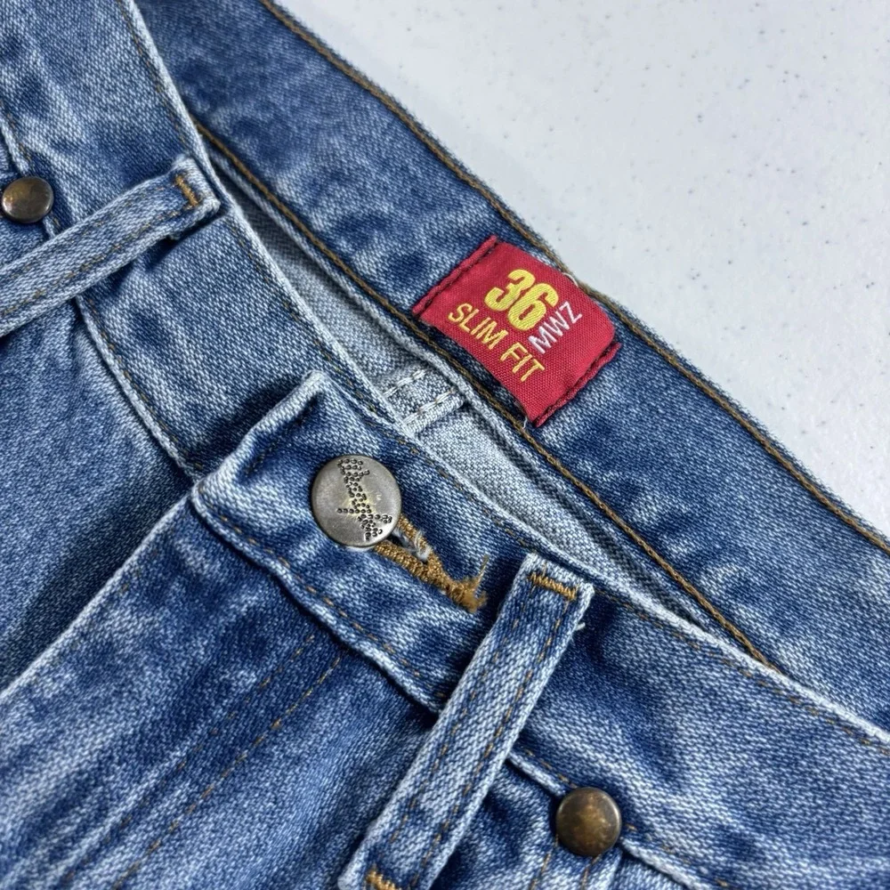 Wrangler 36MWZ Jeans Men 31x30 Blue Cowboy Cut Slim Stone Wash Performance Rodeo